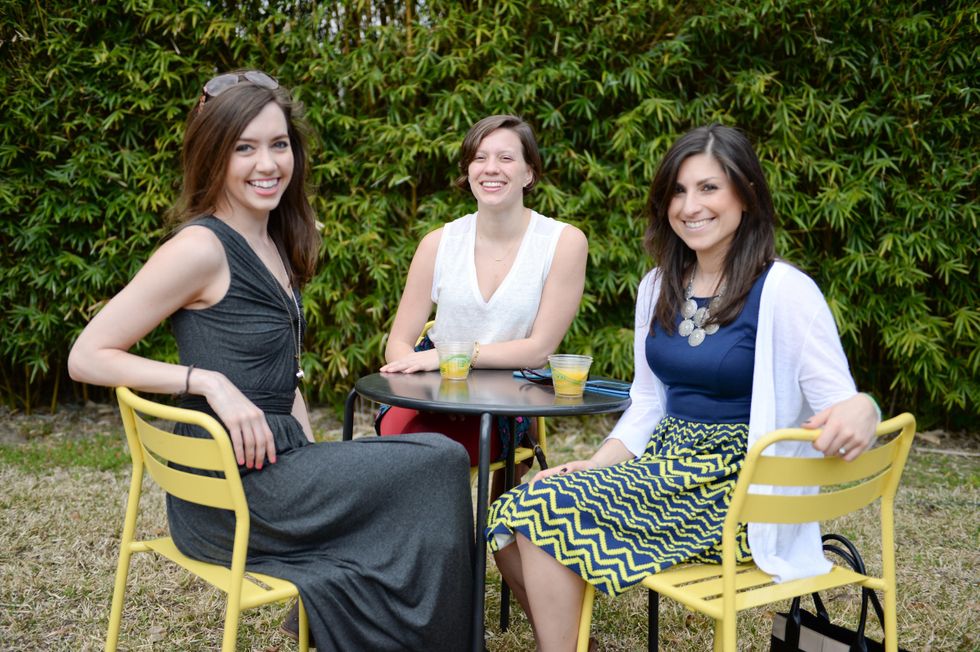 Andi Kveton, from left, Schaffer Schuessler and Alexis Comardo at Houston's Young Professionals Flock to a Beastly Brunch at the zoo February 2015