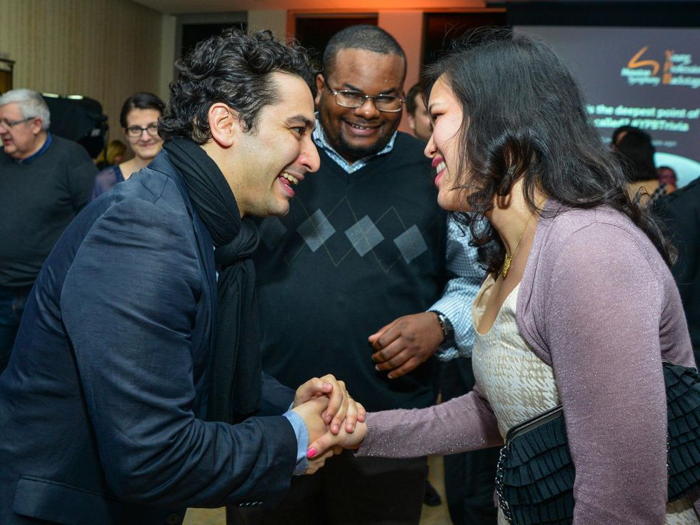 Andr\u00e9s Orozco-Estrada greeting party at the Young Professionals Backstage party January 2014