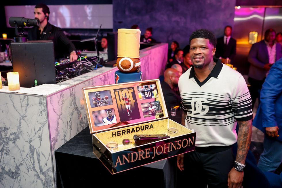 Andre Johnson with a gift