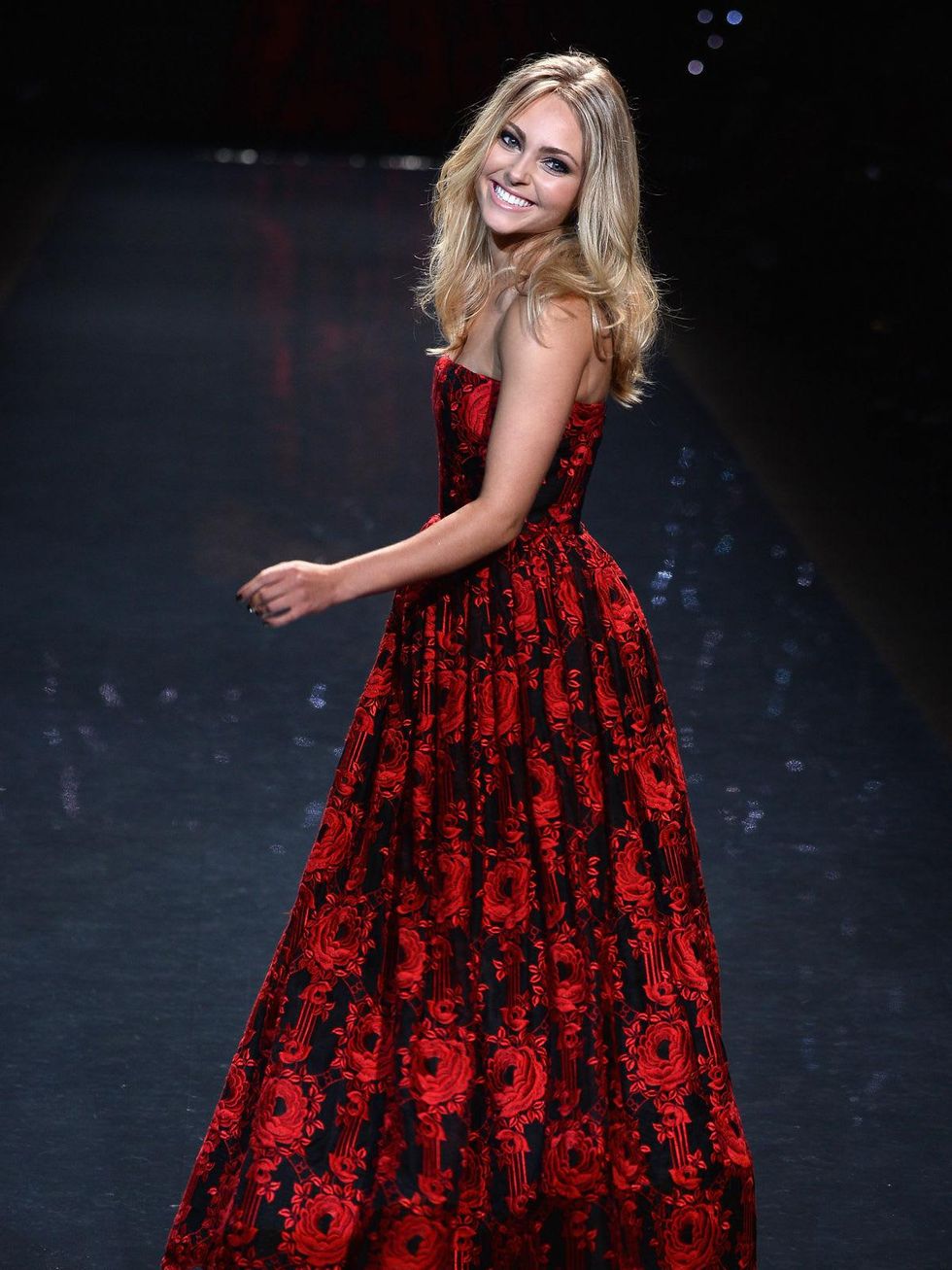 AnnaSophia Robb, wearing Alice + Olivia, walks the runway at Go Red For Women - The Heart Truth Red Dress Collection 2014 Show