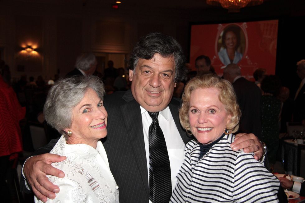 Anne Mendelsohn, from left, Dr.Christopher Logothetis and Nancy Ames at the Houston Living Legend fundraiser dinner May 2014