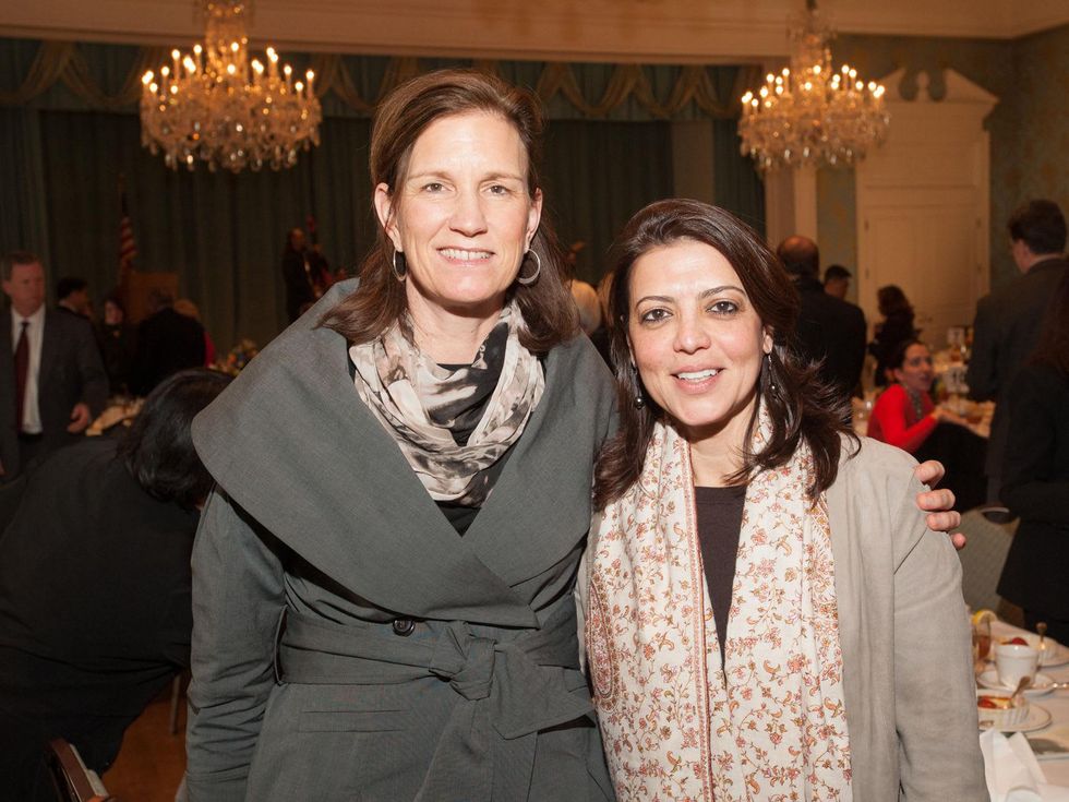Anne Whitlock, left, and Shazma Matin at the Interfaith Ministries luncheon January 2014