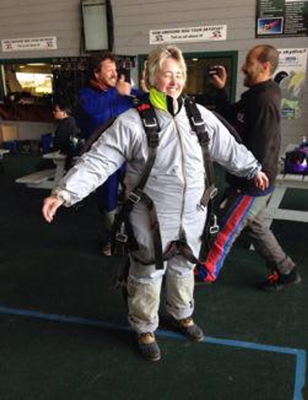 Annise Parker skydiving