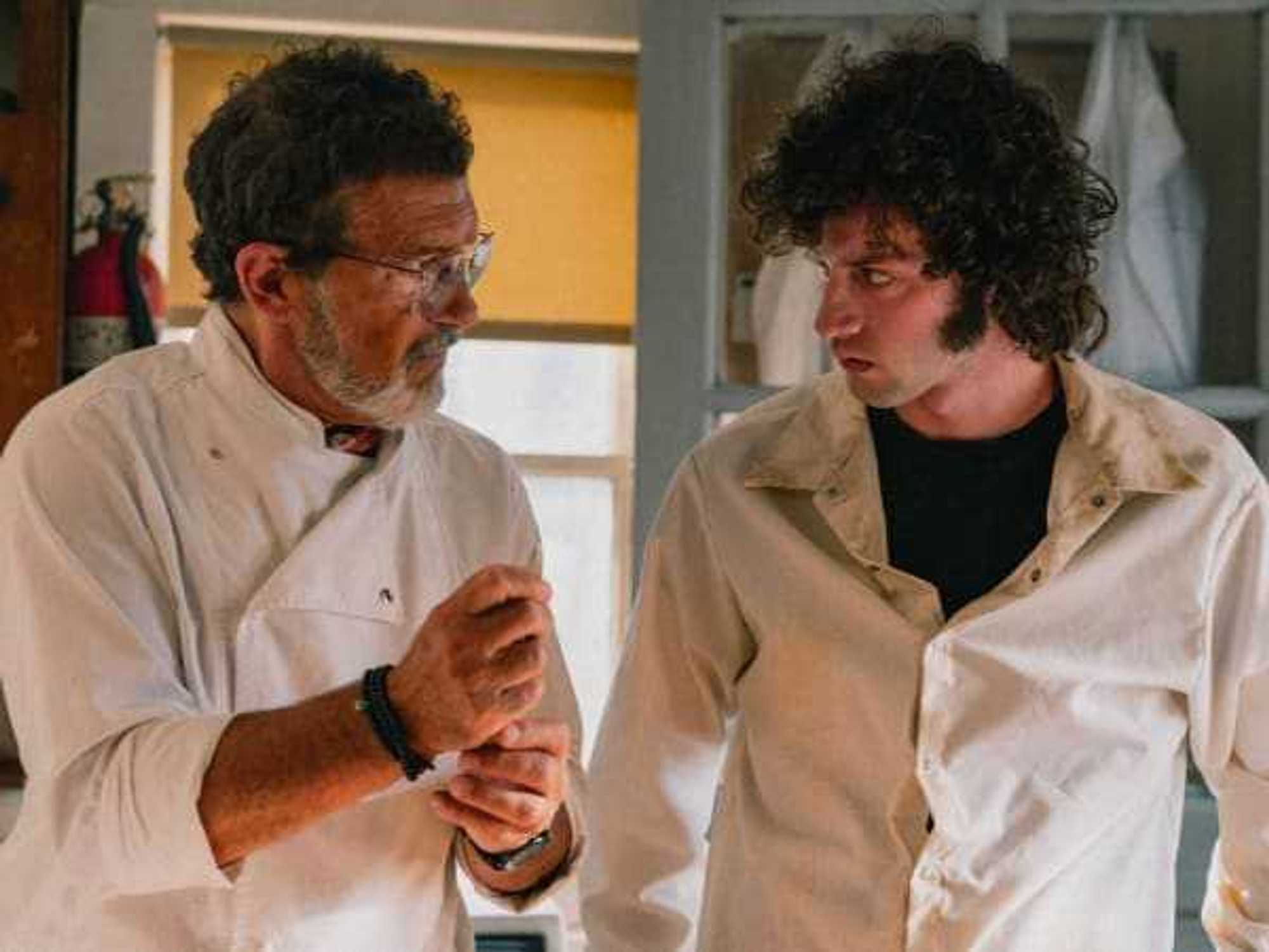 Antonio Banderas and Dominic Sessa in Tony