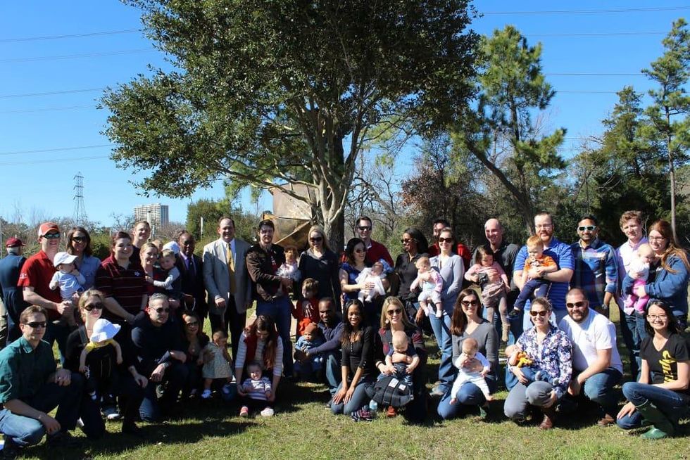Apache tree planting, Memorial Park, Jan. 2016, redbud trees for babies