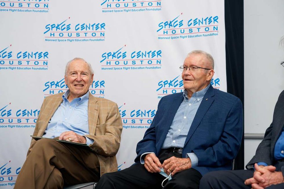 Apollo 13 statue Jim Lovell Fred Haise Space Center Houston