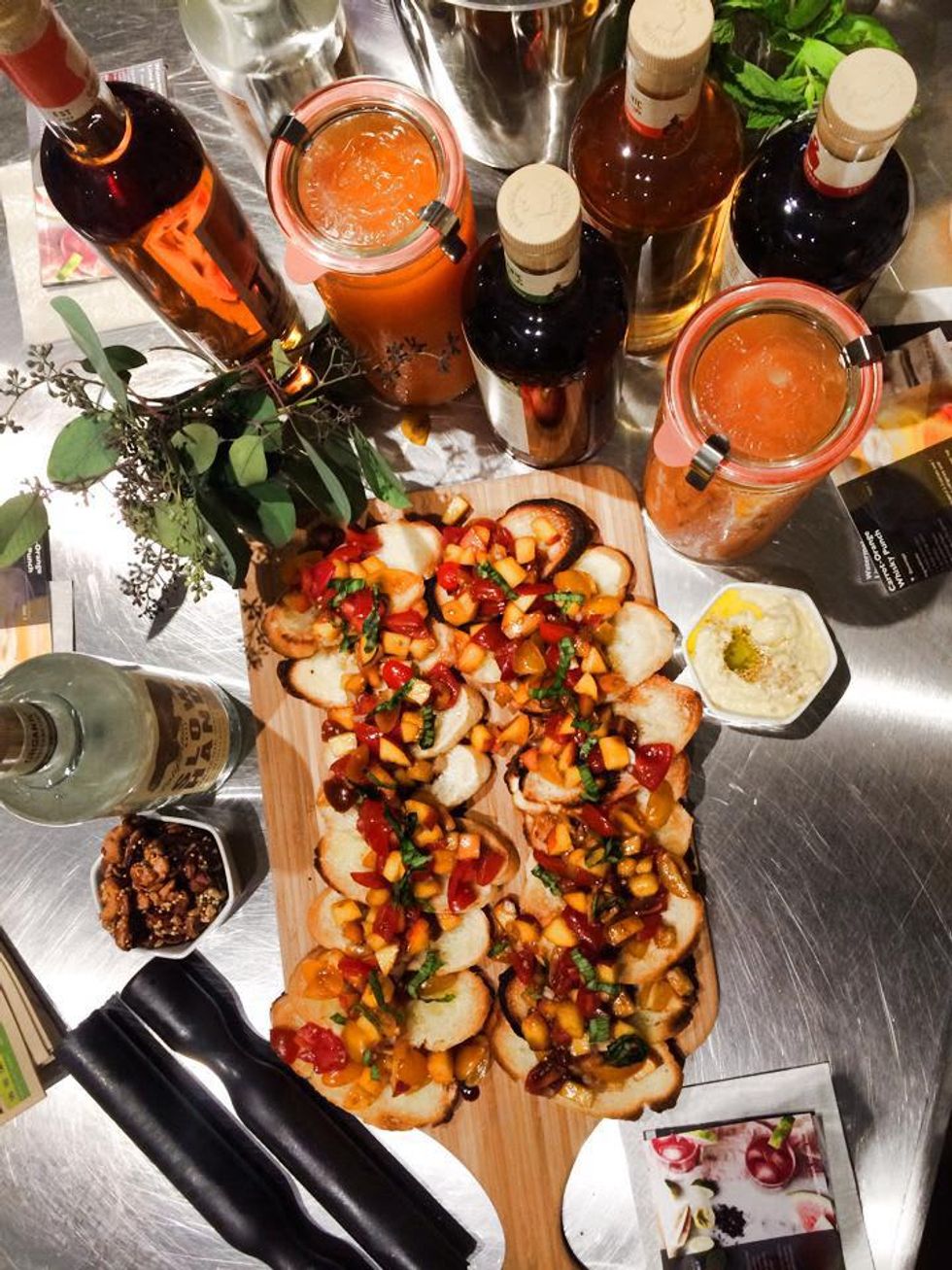 Appetizers and drinks at the Define Body & Mind cocktail party July 2014