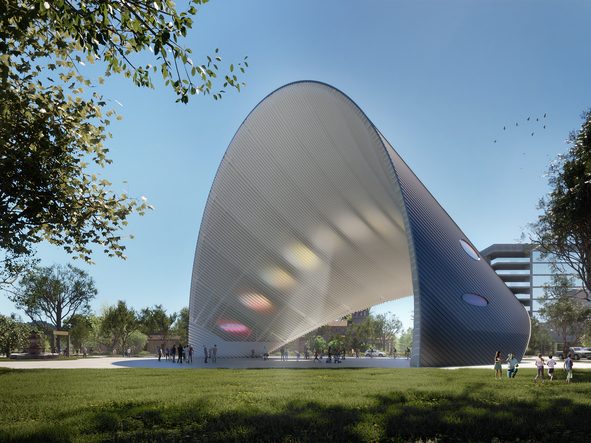 Arco del Tiempo art installation in Houston.