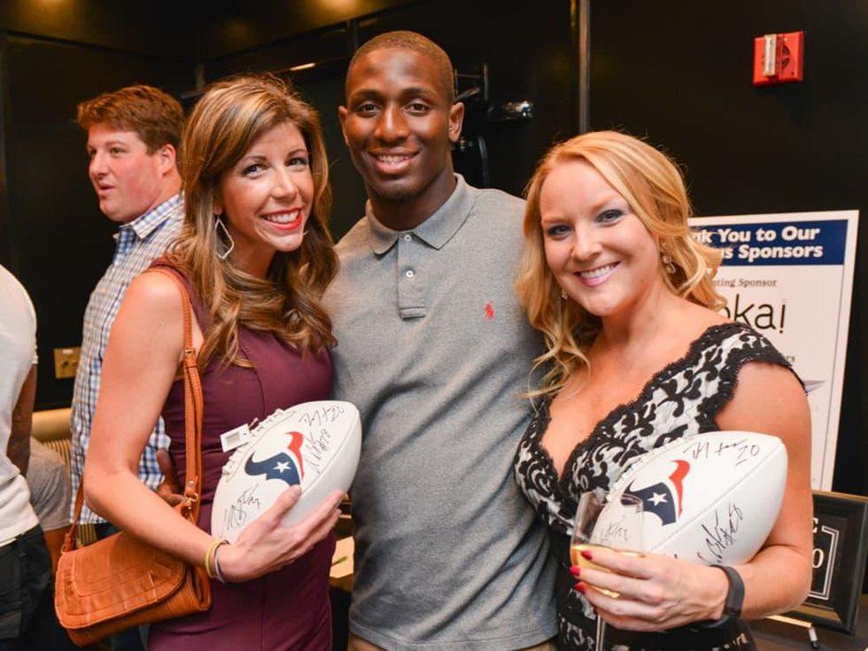 Arian Foster charity dinner Morton's Sarah Fredrichsen, Alfred Blue, Rachel Fergusen