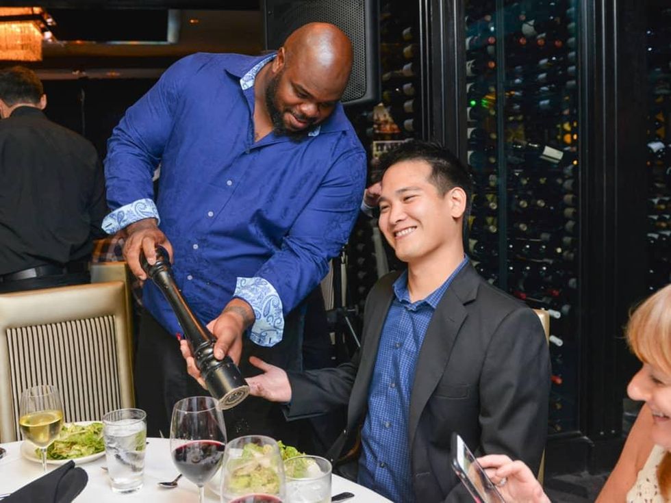 Arian Foster charity dinner Morton's Vince Wilfork