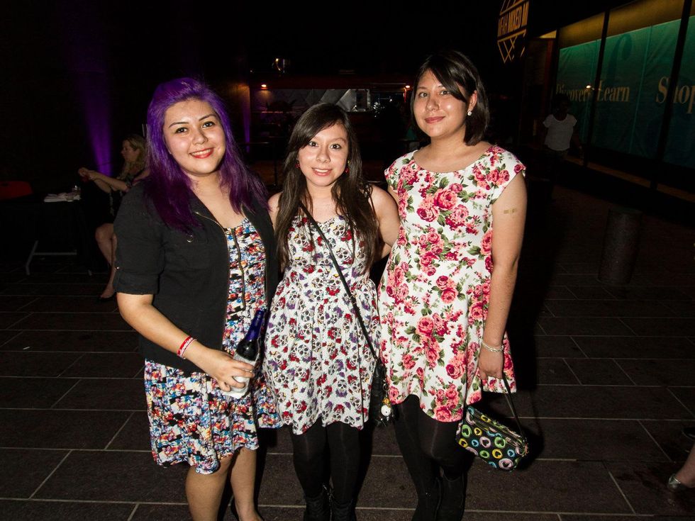 Ariseli Zaublo, from left, Debbie Marquez and Xochitle Zanudio at the MFAH Mixed Media Party June 2014