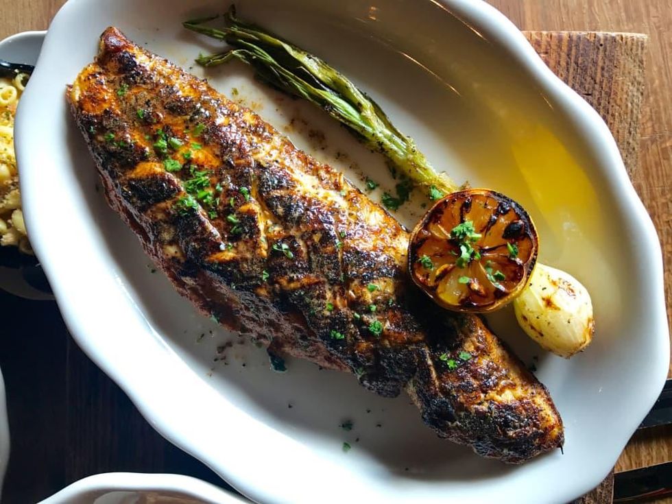 Armadillo Palace redfish on the half shell