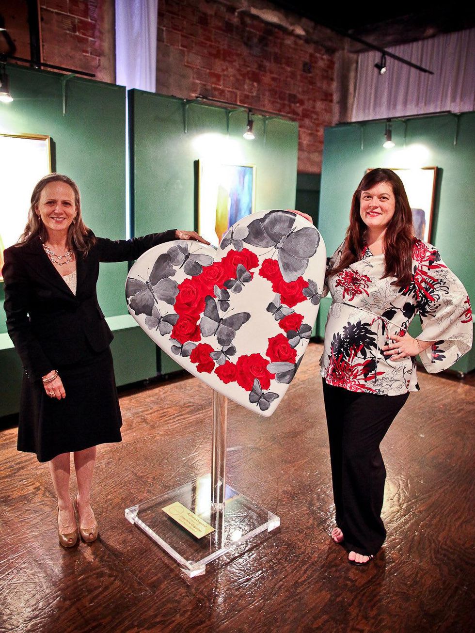 Art of Heart April 2013 Barbara Duganier and Artist Karen Stensrud, who created Barbara's heartwork