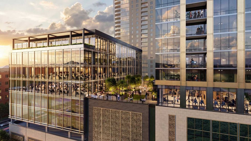 Artist rendition of 2811 Kirby and The Lily River Oaks' 7th floor amenity deck