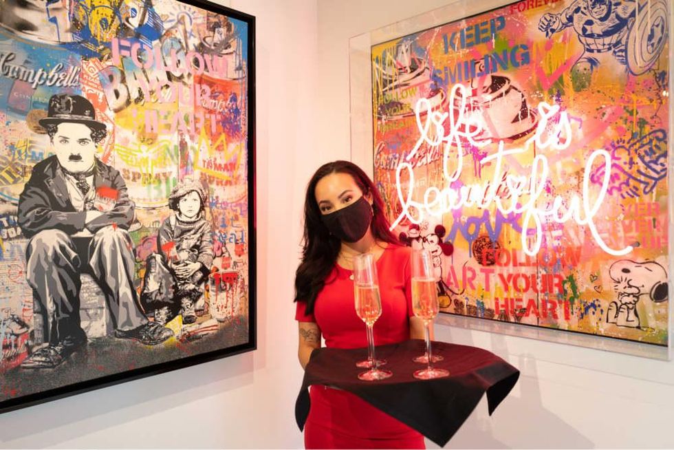 Arts, Hearts, Cars Art of the World Gallery Mr Brainwash waitress