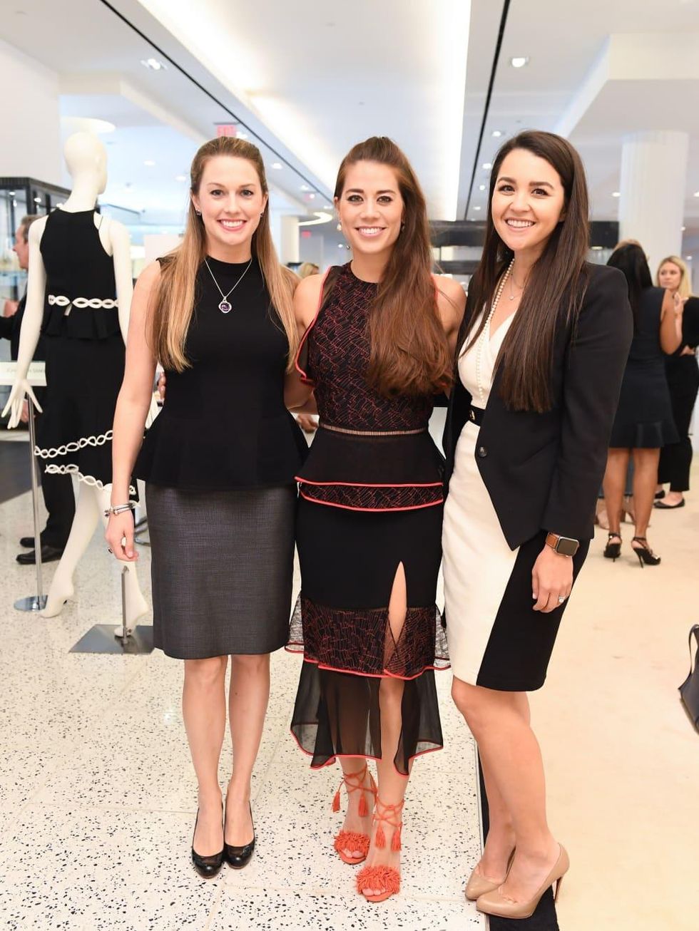 Ashley Sloan, Elizabeth Chen Douglass, and Sara Ashley Moreno at Jonathan Simkhai fashion show at Tootsies