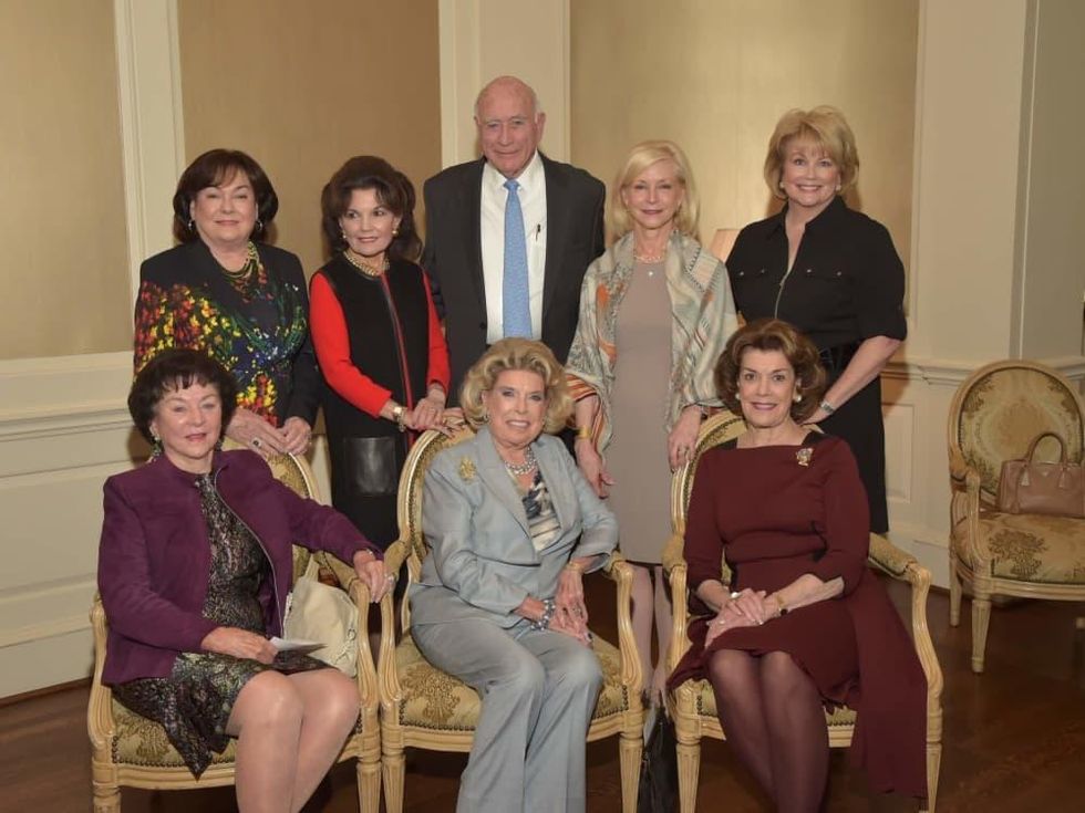 Assistance League luncheon, Seated: Nancy Reynolds, Joan Lyons, Jeanie Kilroy Wilson Standing: Rose Cullen, Linda McReynolds, Truett Latimer, Ann Bookout, Jan Carson
