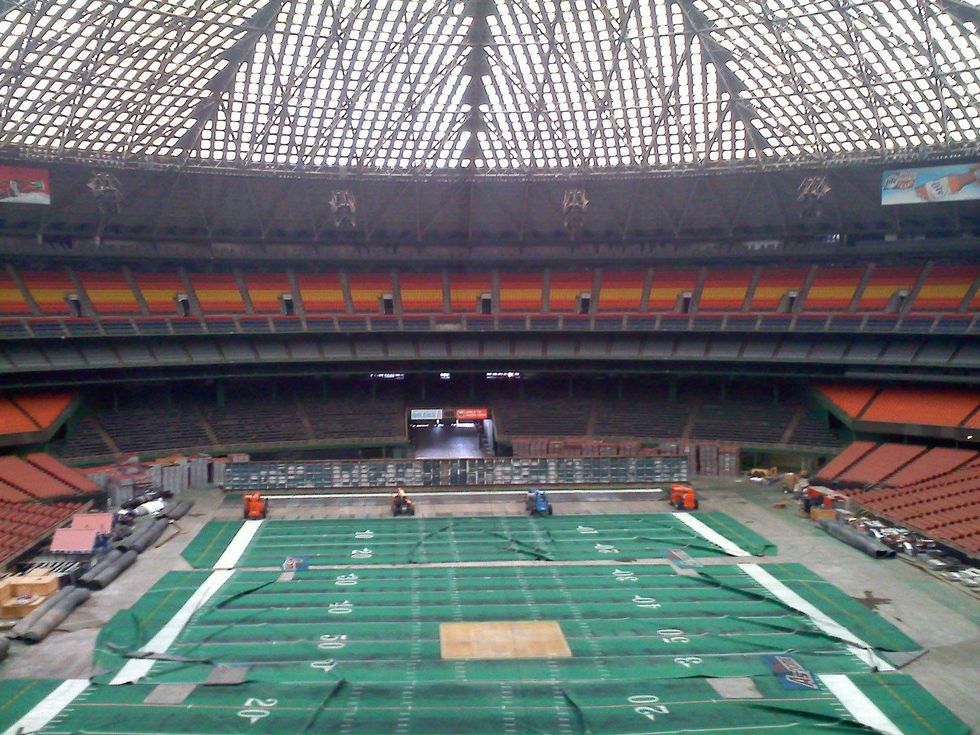 Astrodome interior with Astroturf football field