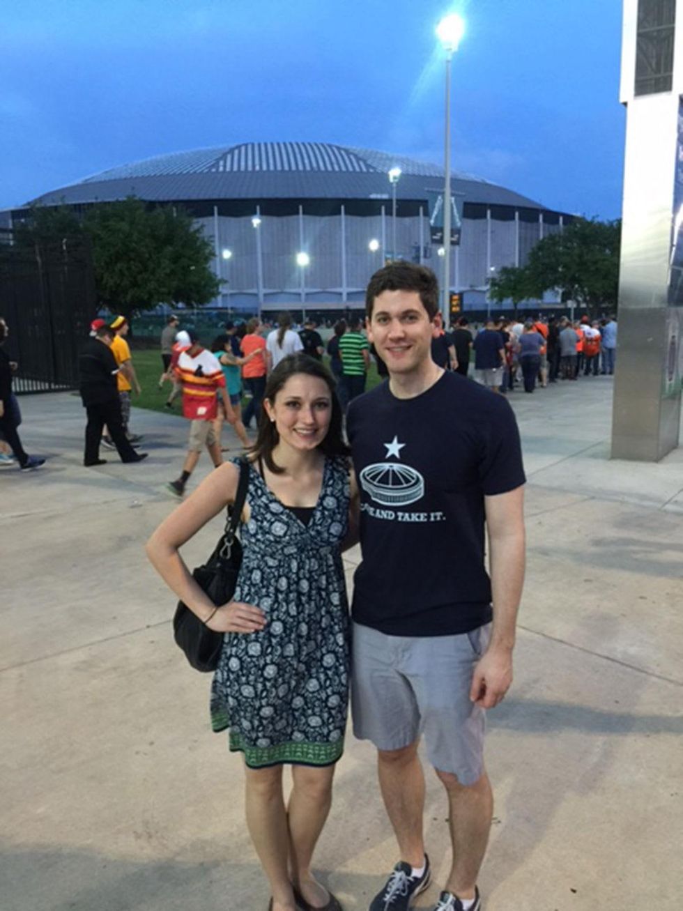 Astrodome public tour 50th anniversary party April 2015 Robert and Nicole Woods stood in line for hours for a chance to see the Astrodome. THIS