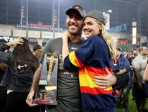 Kate Upton has an awesome custom jacket to root on Justin Verlander