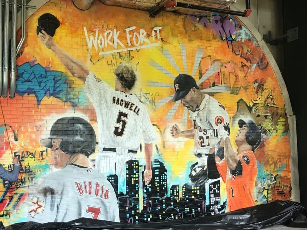 Astros Minute Maid park center field graffiti mural