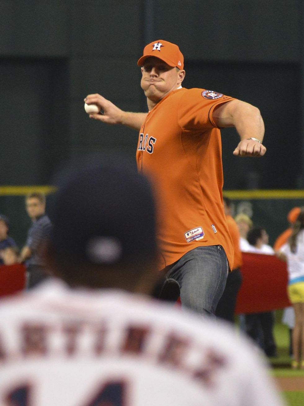 Astros opener J.J. Watt first pitch intense