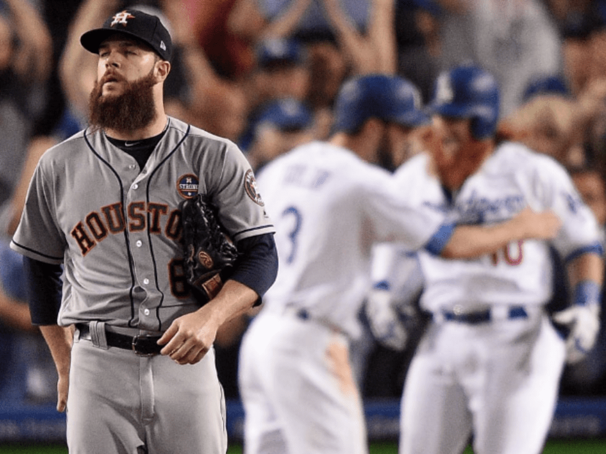 Astros pitcher Dallas Keuchel was solid, but he gave up a late home run to lose Game 1 of World Series