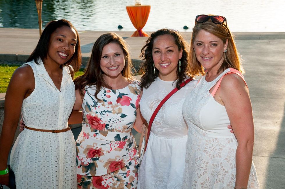 Athelia Merrell, from left, Bethany Hebert, Laura Sirabian and Adrienne Saxe at the Urban Green Birthday en Blanc May 2014