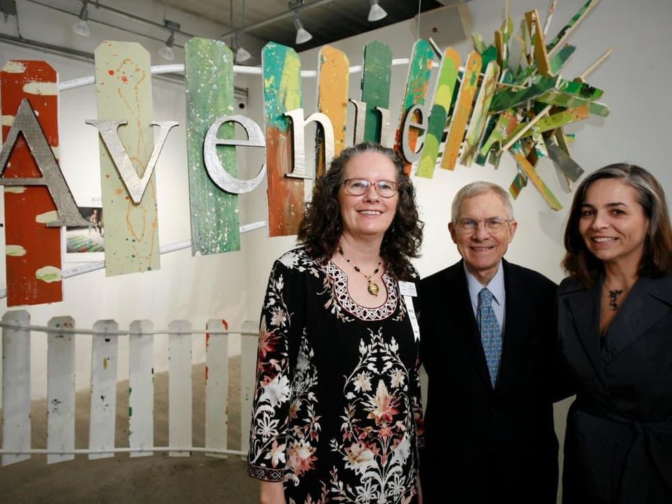 Avenue CDC Executive Director Mary Lawler (left) with Honorary Chair John E. Walsh (center) and Debbie McNulty, director of the Mayor\u2019s Office of Cultural Affairs
