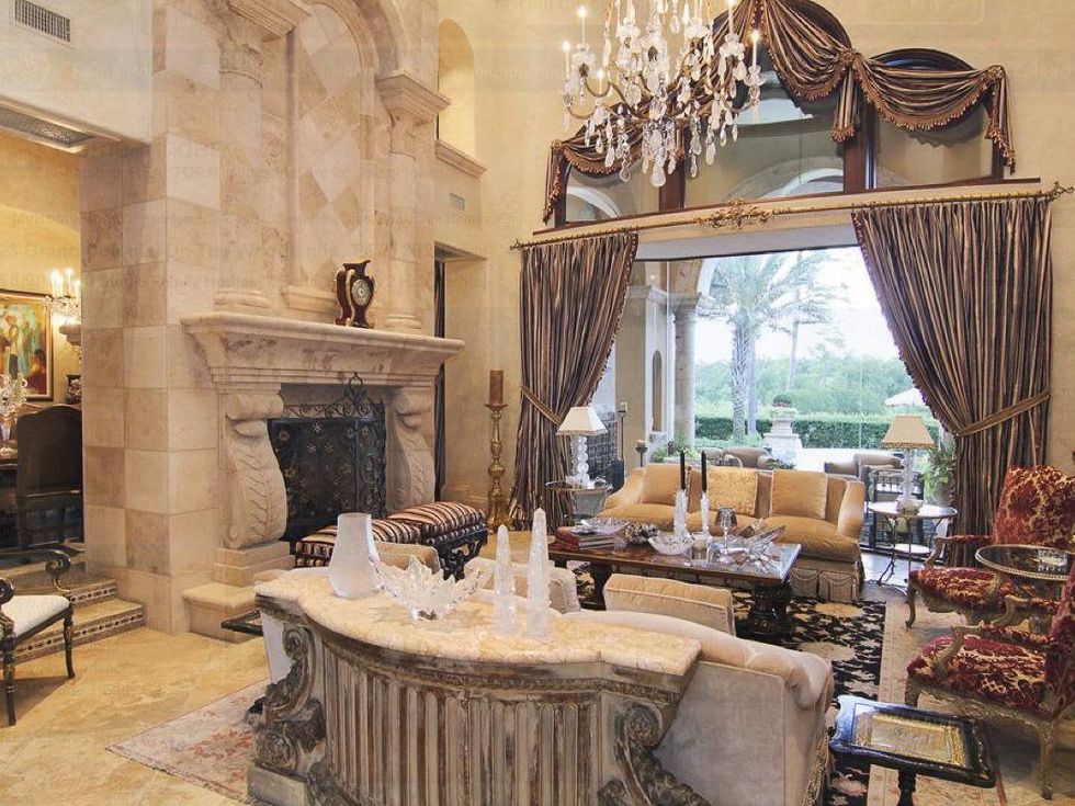 Avery Johnson mansion for sale The Woodlands Spring June 2013 living room with fireplace
