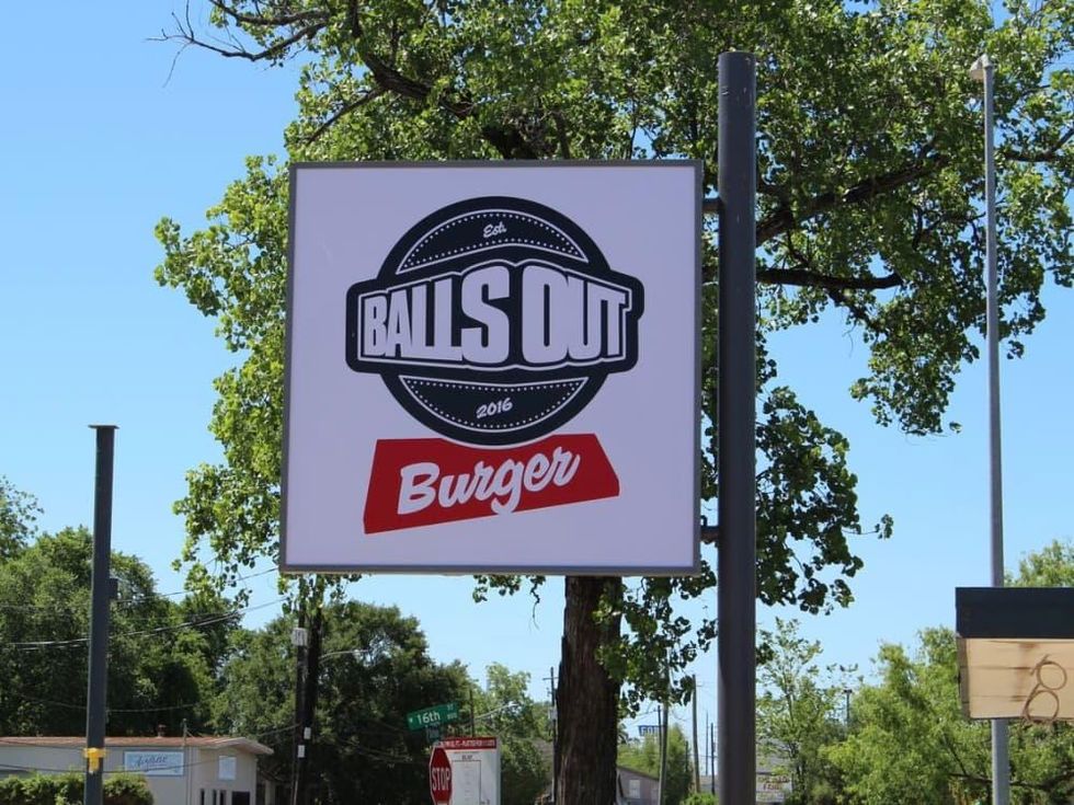 Balls Out Burger sign