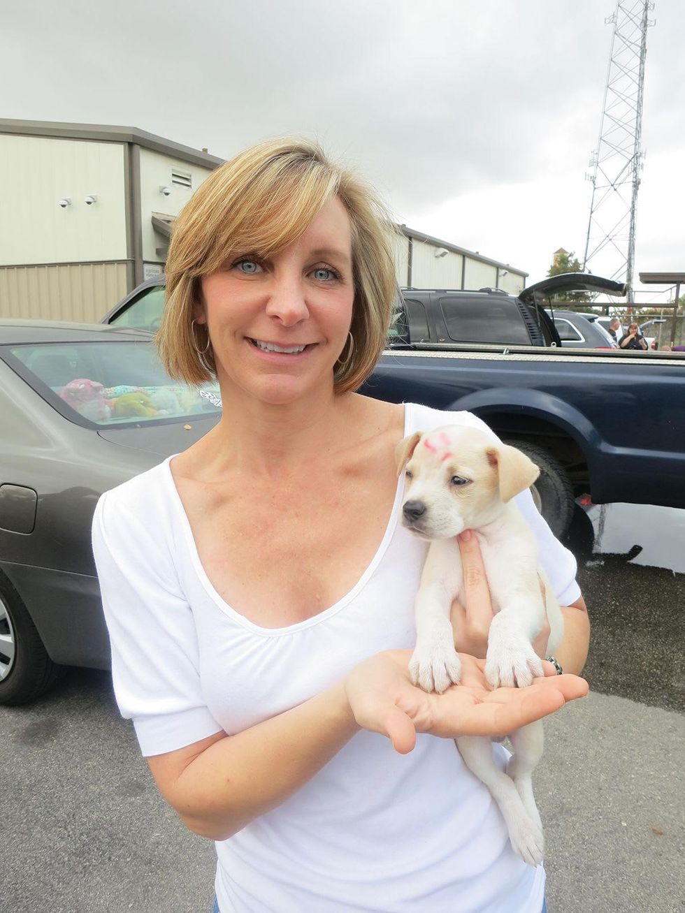 BARC Rescued Pets Movement November 2013 RPM Foster Ria VanDright foster Jonah w lipstick kiss goodbye