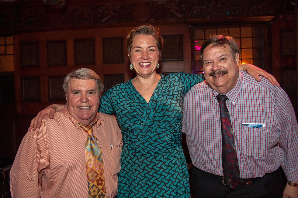 Barry Narlines, from left, Melody Moore and Dr. Ron Pototsky HGO The Passenger party in NYC July 2014