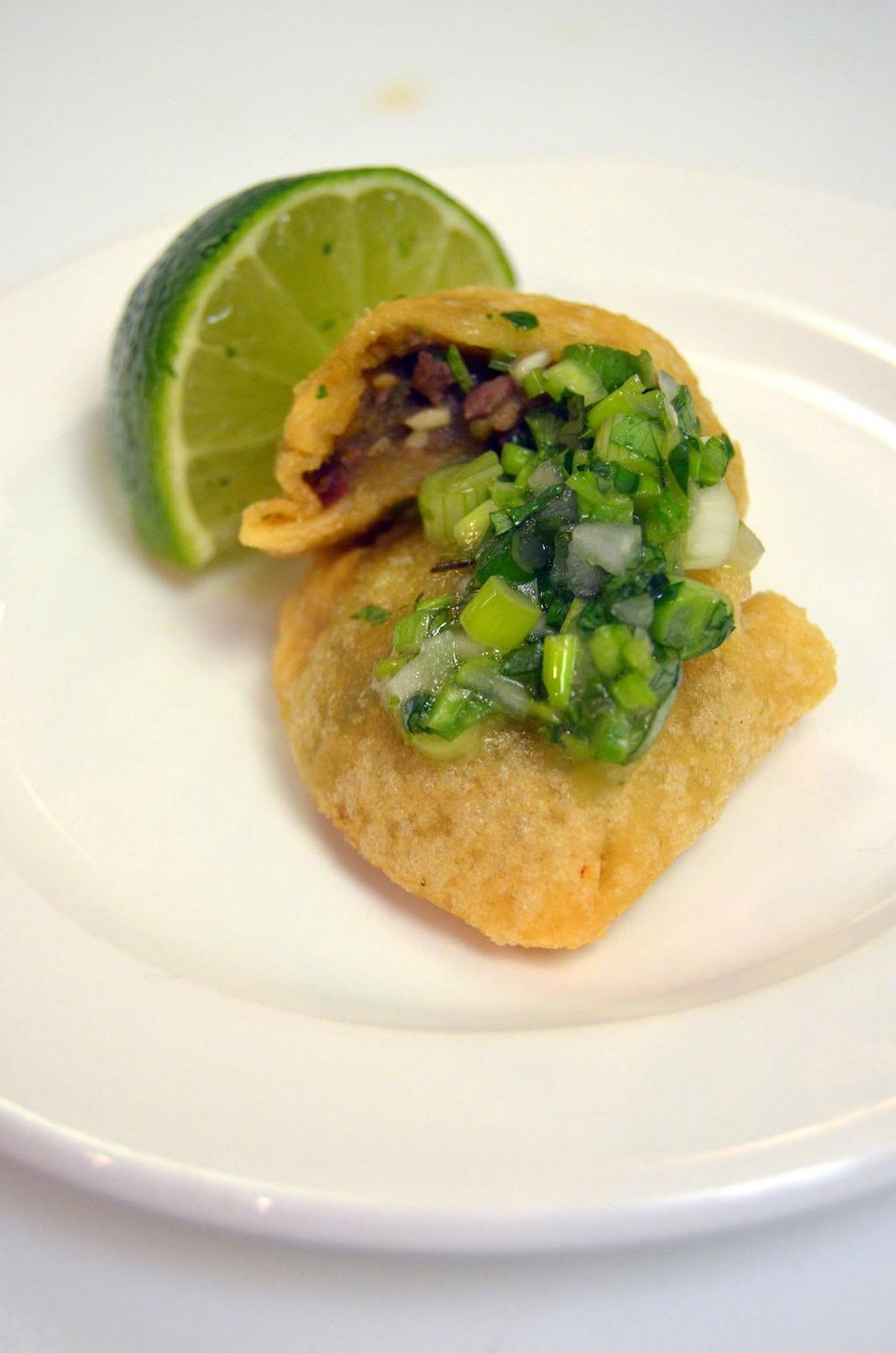 Batanga Houston, empanada de carne, Colombian style beef + potato + lime + cilantro