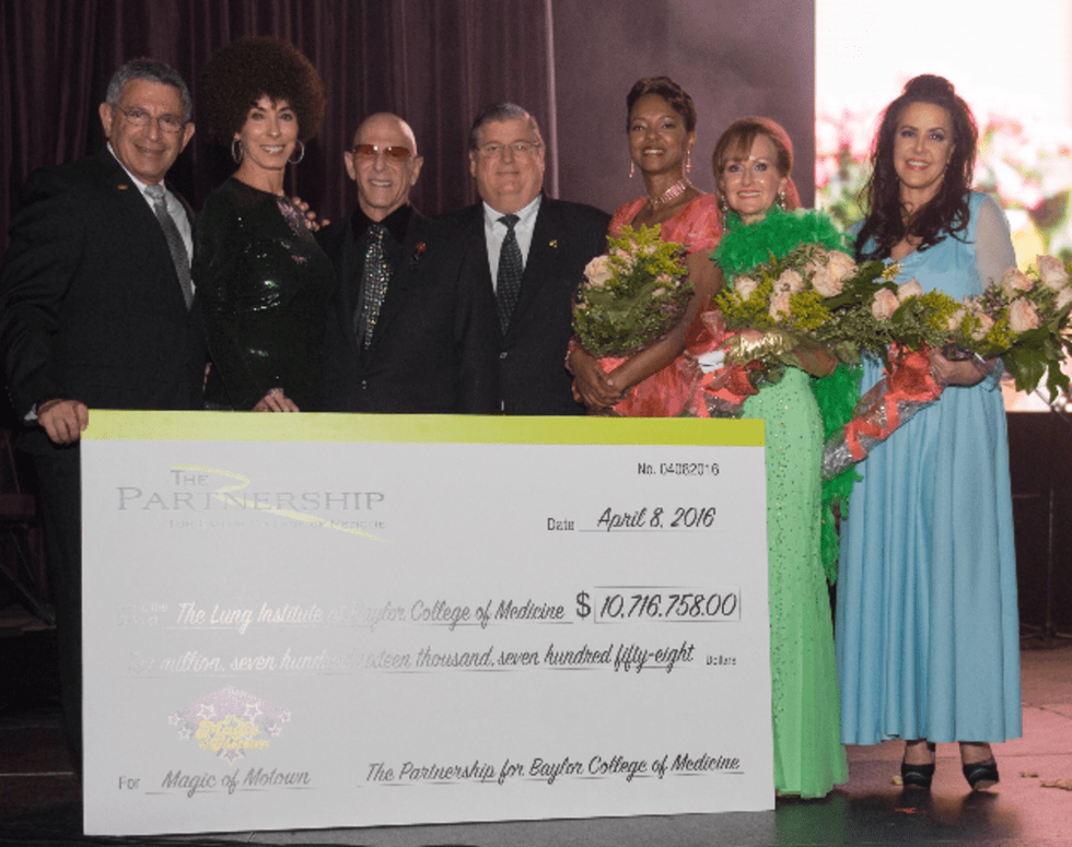 Baylor College of Medicine gala 4/16 Dr. Paul Klotman, Sue Smith, Lester Smith, Dr. David Sugarbaker, Ora Gibson, Carol Sawyer, Robin Young-Ellis