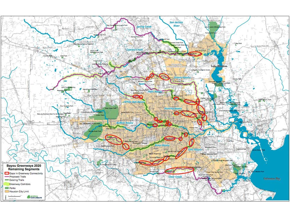 Bayou Green 2020 park plans Houston map 2