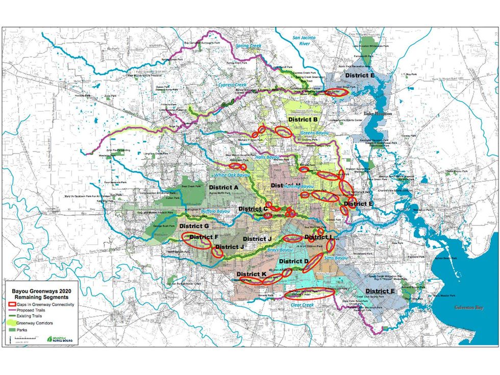 Bayou Green 2020 park plans Houston map