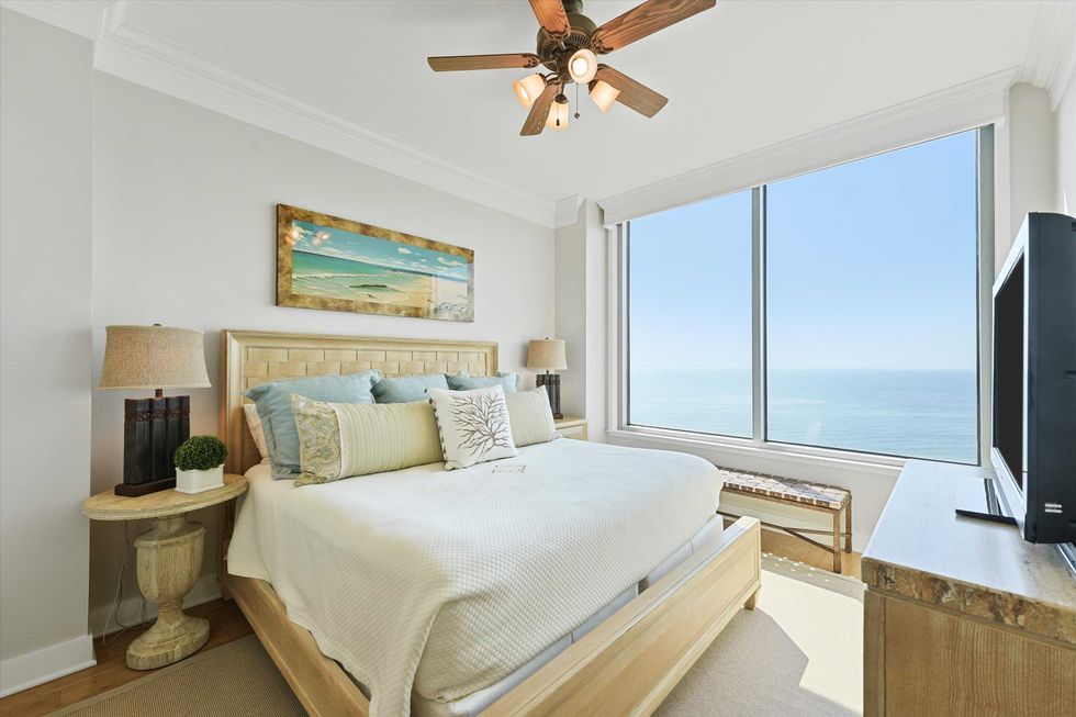 Bedroom of unit 2001 at 801 E. Beach Drive in Galveston