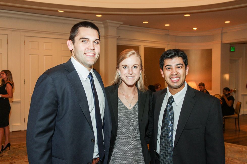 Ben Frank, from left, Gretchen Glynn and Nikhil Thaker at the Hospice Spirit Award dinner October 2014