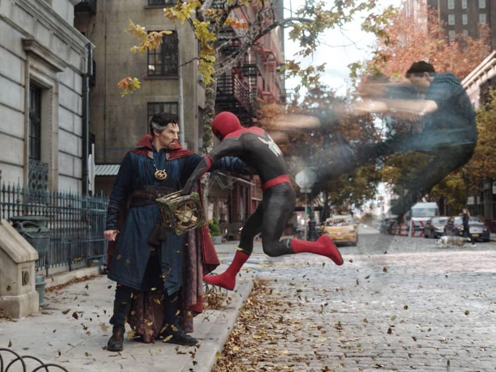 Benedict Cumberbatch and Tom Holland in Spider-Man: No Way Home