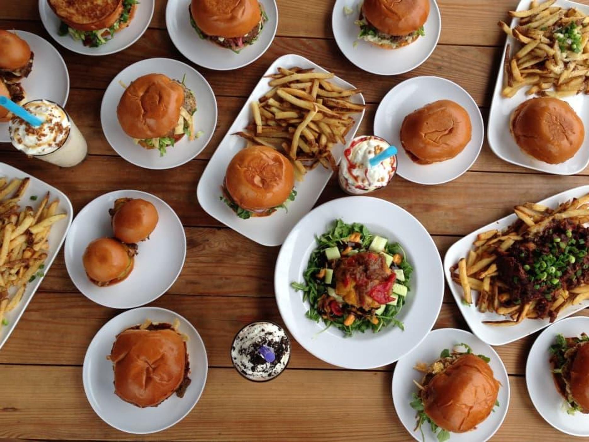 Bernie's Burger Bus table of burgers