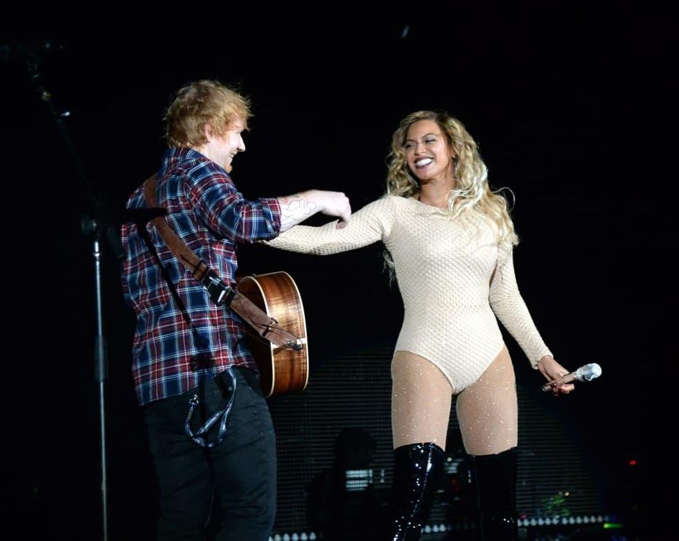 Beyonce and Ed Sheeran at 2015 Global Citizens Festival