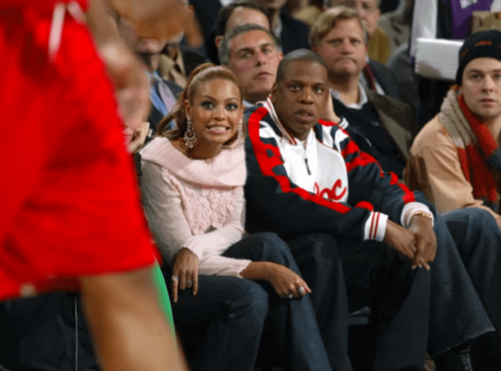 Beyonce and Jay Z courtside