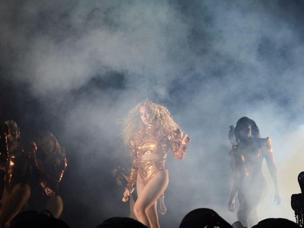 Beyonce in Givenchy Haute Couture sequined bodysuit at Houston concert