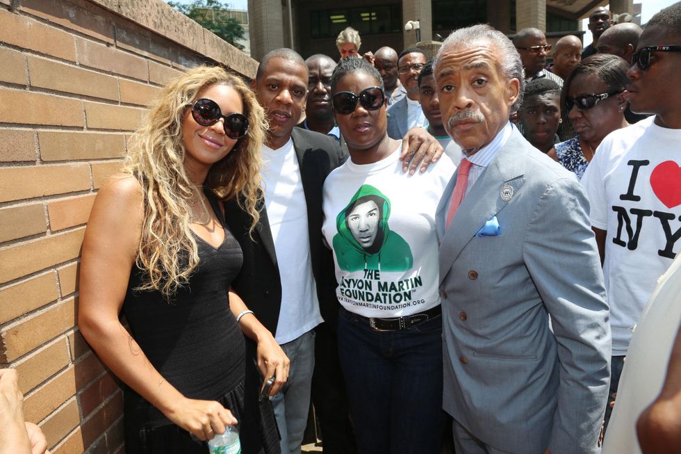 Beyonce, Jay Z, Sybrina Fulton, Al Sharpton at Trayvon Martin protest rally in New York