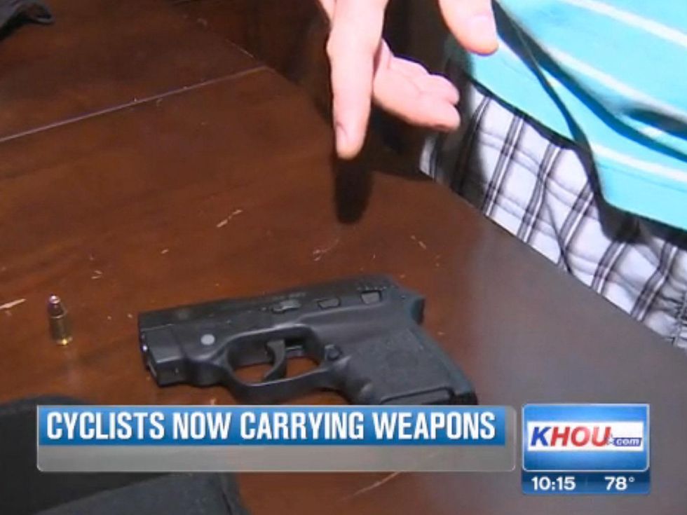 Bicycle cyclists now carrying weapons Houston bike trails October 2013
