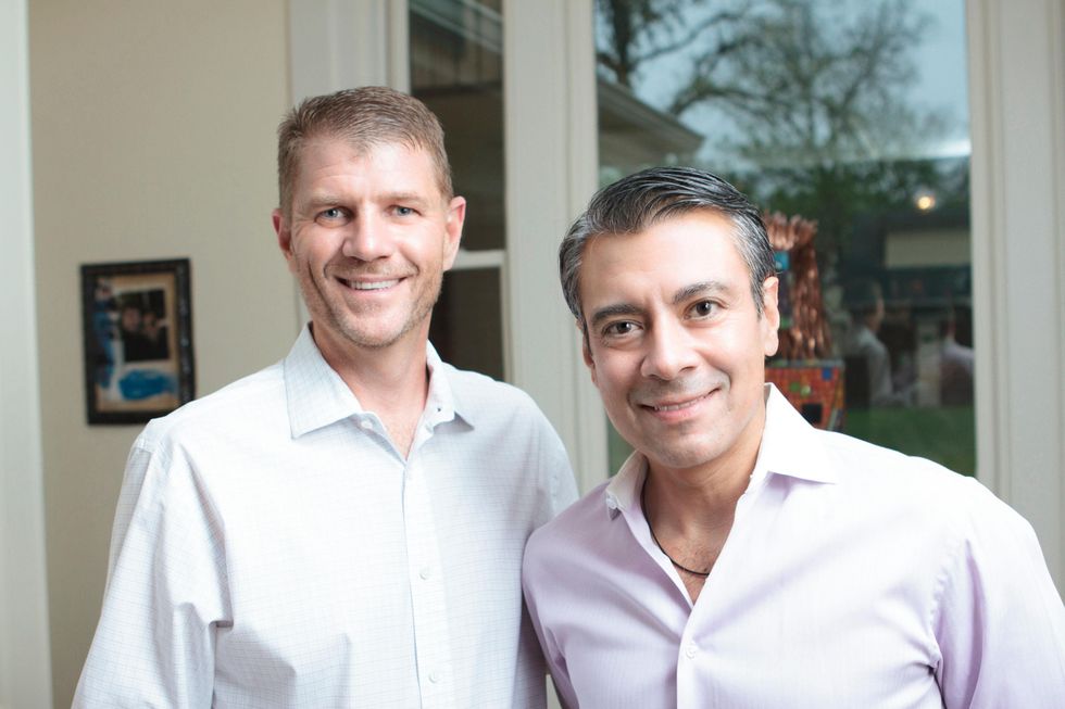 Bill Baldwin, left, and Joe Gonzalez at the Opera in the Heights reception April 2014