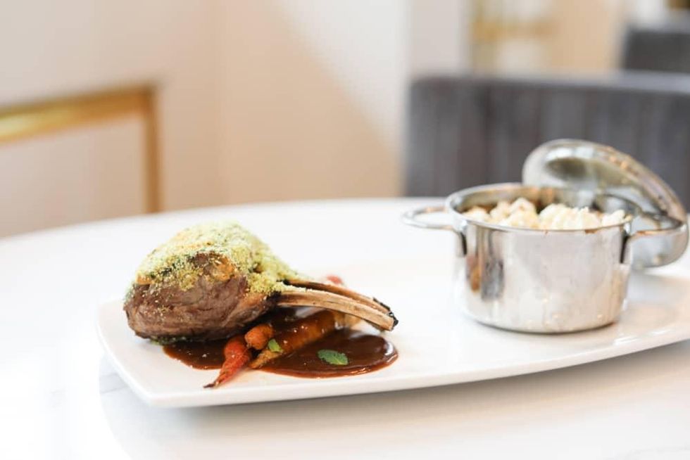 Bisou rack of lamb shepherd's pie