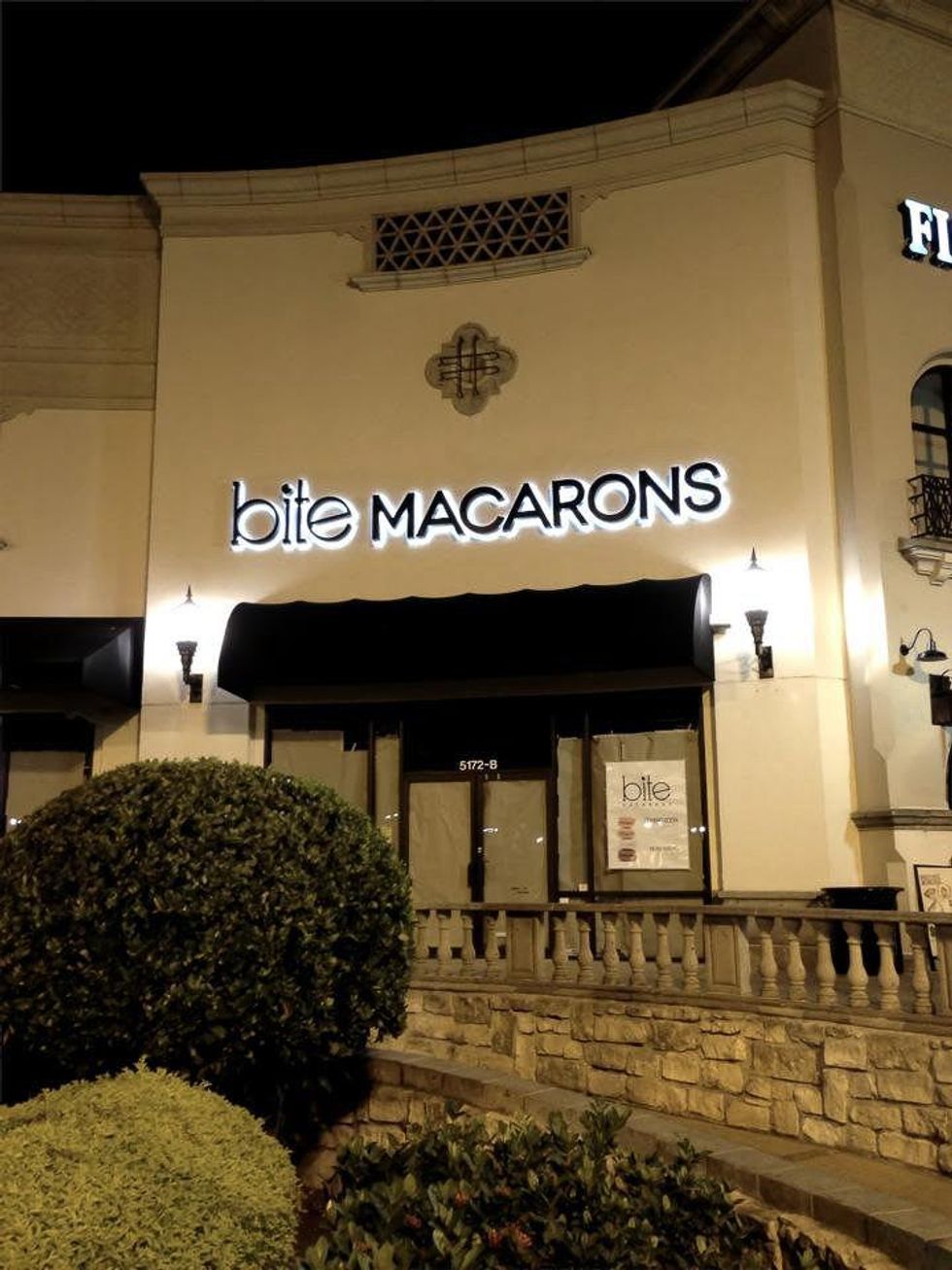 Bite Macarons Houston exterior night
