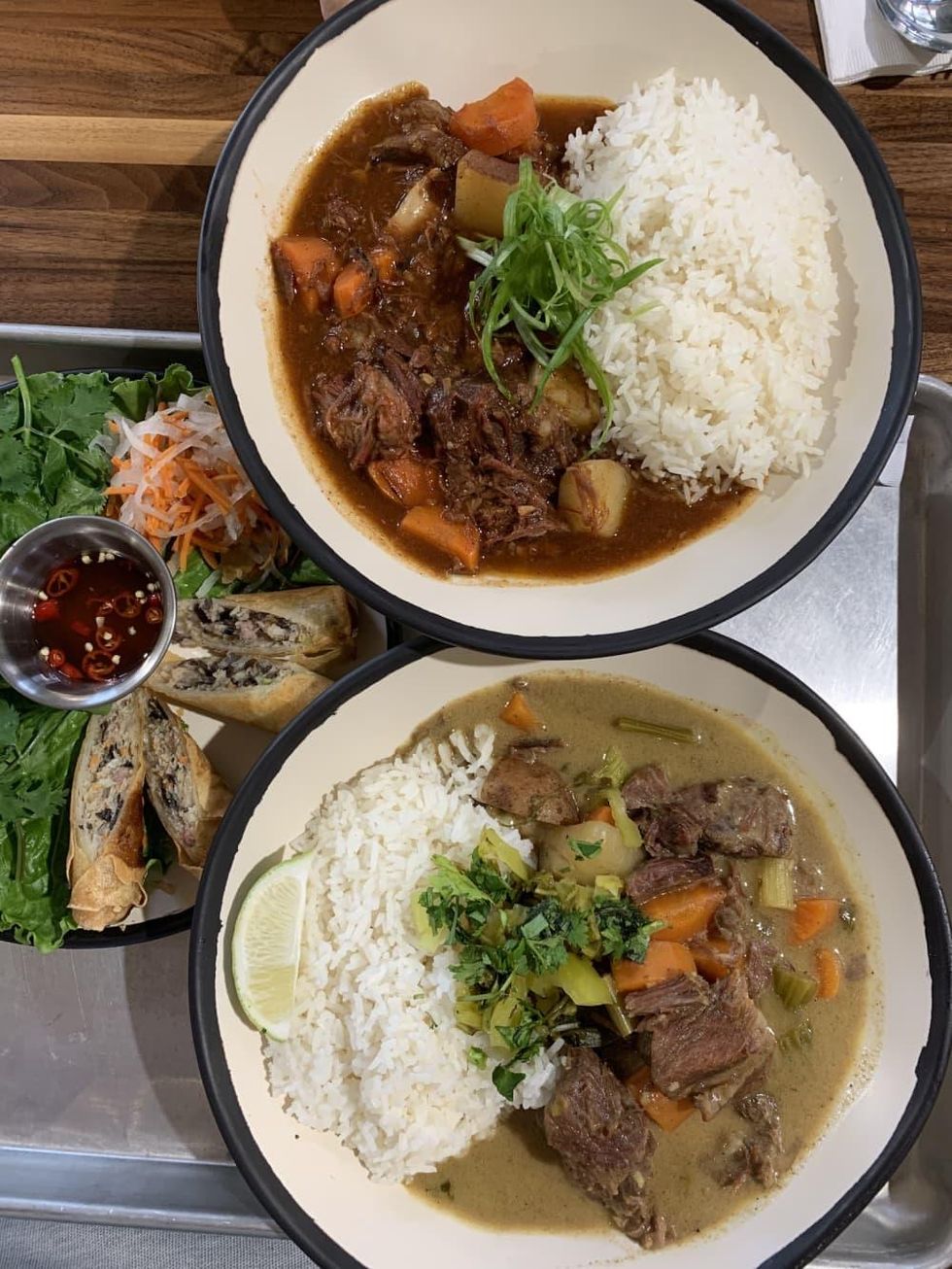 Blind Goat curry and braised beef